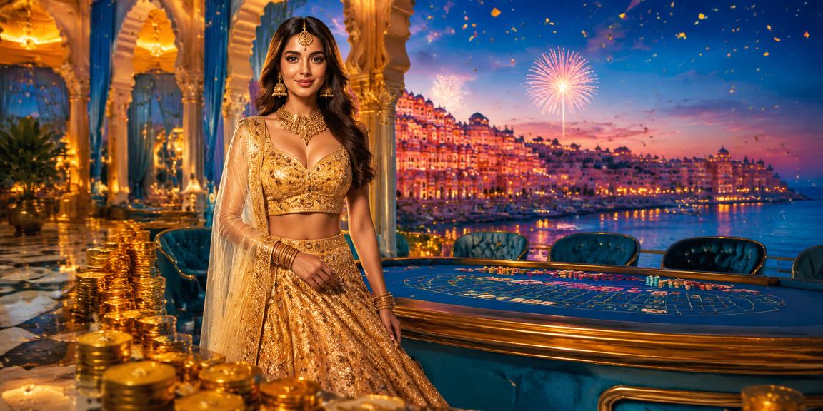 Players enjoying card games with traditional lehenga attire in Jaipur